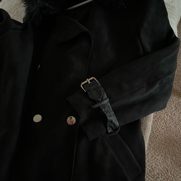 Simply Styled black suede faux fur coat - Picture 6 of 8